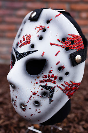 Custom Friday the Purrteenth Bedazzled Mask - Black