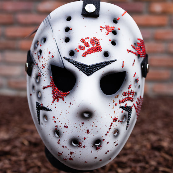 Custom Friday the Purrteenth Bedazzled Mask - Black