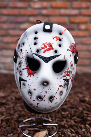 Custom Friday the Purrteenth Bedazzled Mask - Black