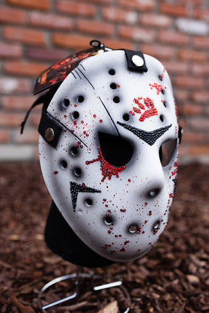 Custom Friday the Purrteenth Bedazzled Mask - Black