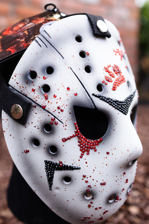 Custom Friday the Purrteenth Bedazzled Mask - Black