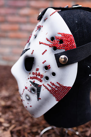 Custom Friday the Purrteenth Bedazzled Mask - Black