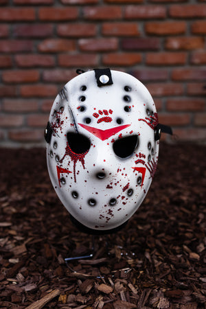 Custom Friday the Purrteenth Bedazzled Mask - Red