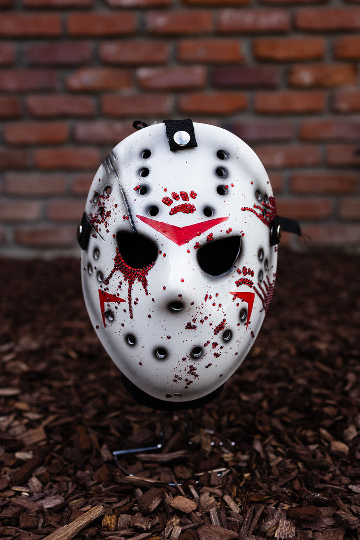 Custom Friday the Purrteenth Bedazzled Mask - Red