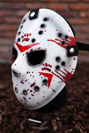 Custom Friday the Purrteenth Bedazzled Mask - Red