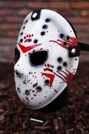 Custom Friday the Purrteenth Bedazzled Mask - Red