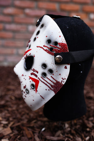 Custom Friday the Purrteenth Bedazzled Mask - Red
