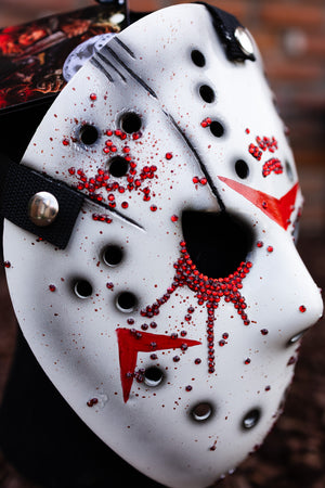 Custom Friday the Purrteenth Bedazzled Mask - Red